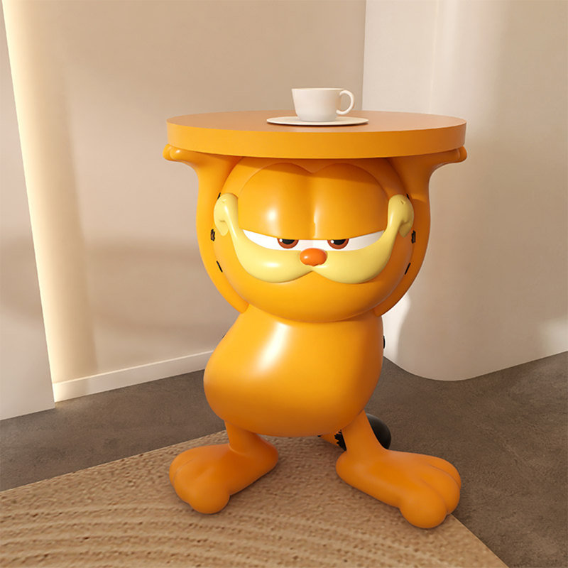 Orren Ellis Cartoon Resin Movable Garfield Cat Side Table Ornament